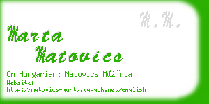 marta matovics business card